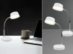 LED Schreibtischleuchten 2er SET flexibel, Kunststoff Weiß, 34cm hoch