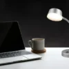 LED Schreibtischleuchten 2er SET flexibel, Kunststoff Titan, 34cm hoch