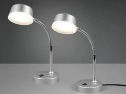 LED Schreibtischleuchten 2er SET flexibel, Kunststoff Titan, 34cm hoch