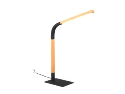 LED Schreibtischleuchte NORRIS Schwarz mit Holz, Höhe 42cm