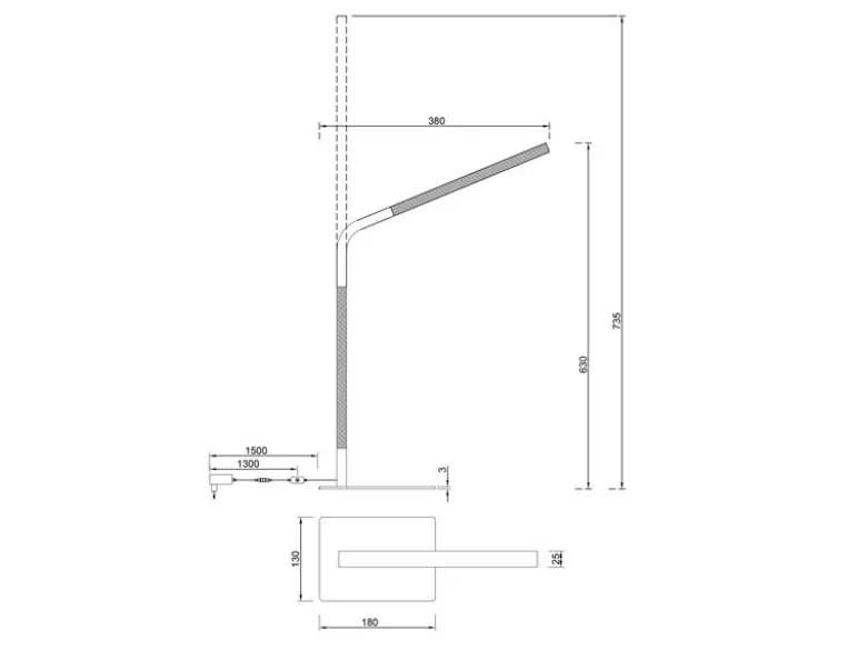 LED Schreibtischleuchte NORRIS Schwarz mit Holz, Höhe 42cm