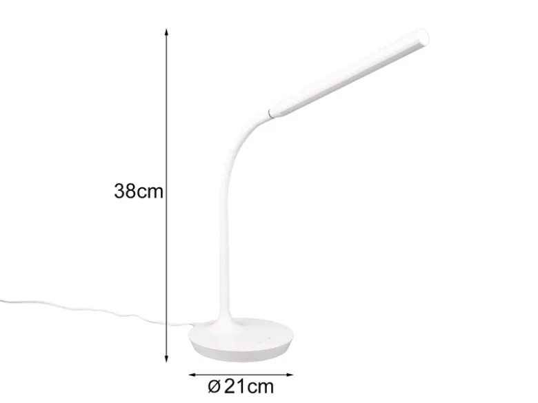 LED Schreibtischleuchte TORO Weiß, dimmbar & Lichtfarbe einstellbar, Höhe 38cm