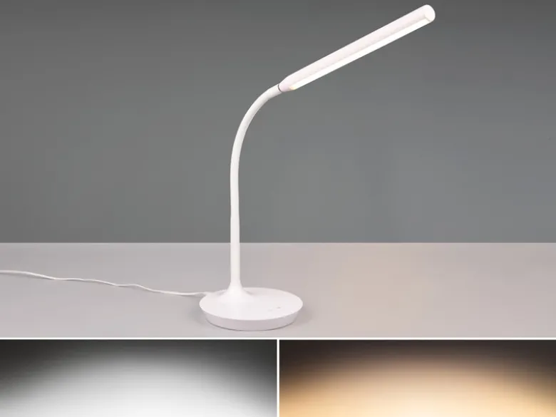 LED Schreibtischleuchte TORO Weiß, dimmbar & Lichtfarbe einstellbar, Höhe 38cm