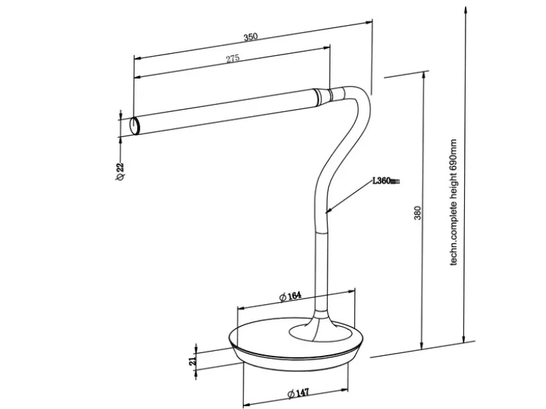 LED Schreibtischleuchte TORO Weiß, dimmbar & Lichtfarbe einstellbar, Höhe 38cm