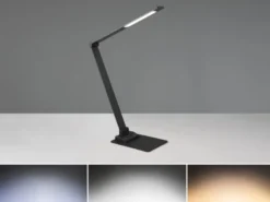 LED Schreibtischleuchte TRAVIS mit USB Ladefunktion, Schwarz, Höhe 71cm