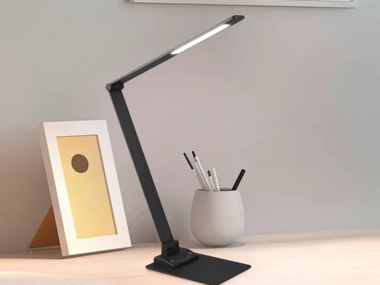 LED Schreibtischleuchte TRAVIS mit USB Ladefunktion, Schwarz, Höhe 71cm