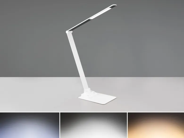 LED Schreibtischleuchte TRAVIS mit USB Ladefunktion, Weiß, Höhe 71cm