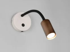 LED Schwanenhals Leselampe Coffee / Grau mit Schalter, Breite 10cm