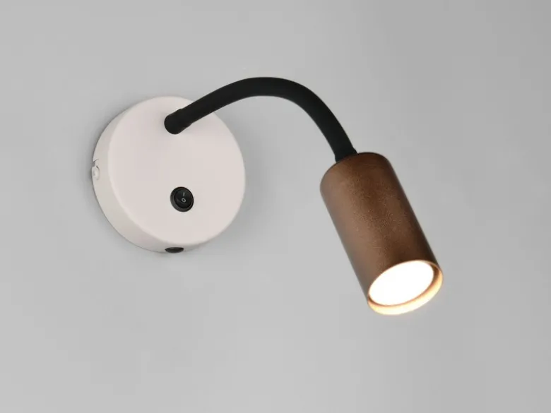 LED Schwanenhals Leselampe Coffee / Grau mit Schalter, Breite 10cm