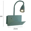 LED Schwanenhals Leselampe Grün mit Ablage & USB-Ladefunktion, B. 23cm
