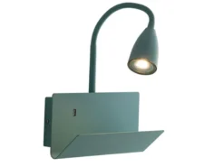 LED Schwanenhals Leselampe Grün mit Ablage & USB-Ladefunktion, B. 23cm
