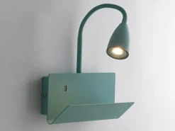 LED Schwanenhals Leselampe Grün mit Ablage & USB-Ladefunktion, B. 23cm
