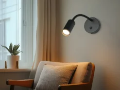 LED Schwanenhals Leselampe Schwarz mit Schalter, Breite 10cm