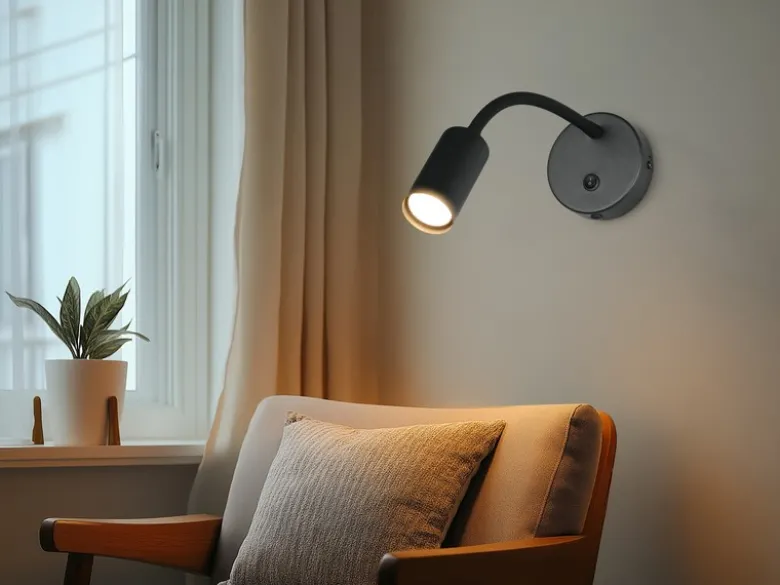 LED Schwanenhals Leselampe Schwarz mit Schalter, Breite 10cm