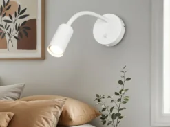 LED Schwanenhals Leselampe Weiß mit Schalter, Breite 10cm