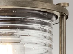 LED Sockel Laterne im Industriedesign, Bronze Höhe 47cm