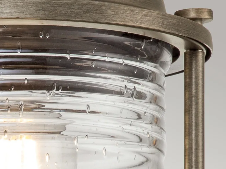 LED Sockel Laterne im Industriedesign, Bronze Höhe 47cm