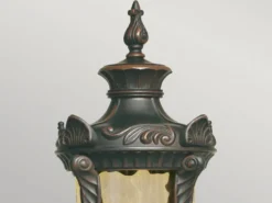 LED Sockel Laterne im Jugendstil mit Amberglas, Höhe 54cm