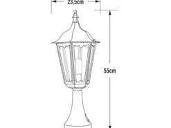 LED Sockelleuchte aus Aluminium Grün, antike E27 Gartenlaterne, Höhe 55cm