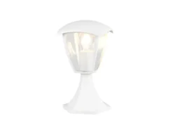 LED Sockelleuchte aus Aluminium im Landhausstil Weiß, Höhe 30cm
