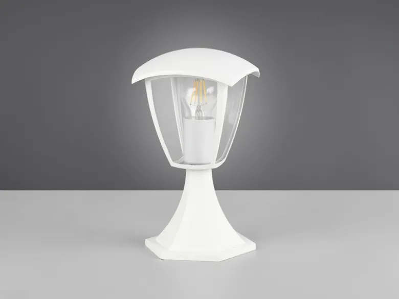 LED Sockelleuchte aus Aluminium im Landhausstil Weiß, Höhe 30cm