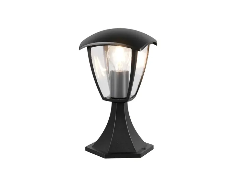 LED Sockelleuchte aus Aluminium im Landhausstil Schwarz, Höhe 30cm