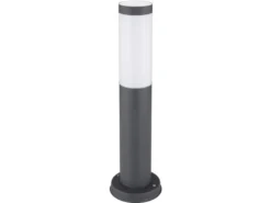 LED Sockelleuchte aus Edelstahl in Anthrazit & Opal, Höhe 45cm