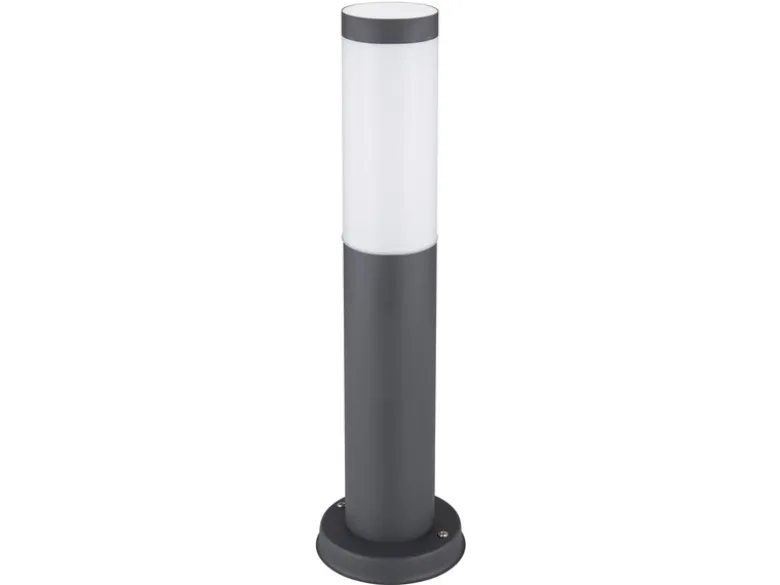 LED Sockelleuchte aus Edelstahl in Anthrazit & Opal, Höhe 45cm
