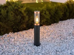 LED Sockelleuchte aus Edelstahl in Schwarz & Kupfer, Höhe 45cm