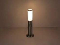 LED Sockelleuchte aus Edelstahl Silber mit Bewegungsmelder, Höhe 45cm
