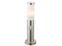 LED Sockelleuchte aus Edelstahl Silber mit Bewegungsmelder, Höhe 45cm