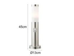 LED Sockelleuchte aus Edelstahl Silber mit Bewegungsmelder, Höhe 45cm