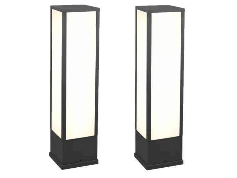 LED Sockelleuchte 2er Set eckig in Anthrazit, Höhe 60cm, IP54