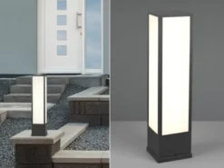 LED Sockelleuchte 2er Set eckig in Anthrazit, Höhe 60cm, IP54