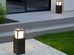 LED Sockelleuchte 2er SET im Bauhausstil Anthrazit, Höhe 40cm