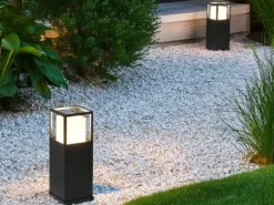LED Sockelleuchte 2er SET im Bauhausstil Anthrazit, Höhe 40cm