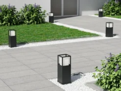 LED Sockelleuchte 2er SET im Bauhausstil Anthrazit, Höhe 40cm
