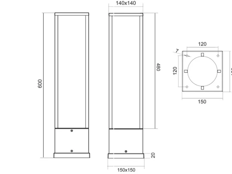 LED Sockelleuchte FUERTE eckig in Anthrazit, Höhe 60cm, IP54