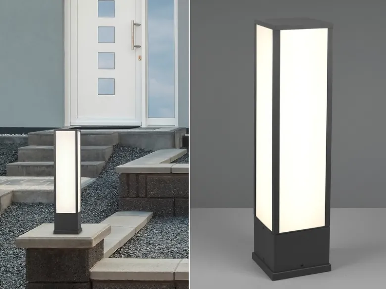 LED Sockelleuchte FUERTE eckig in Anthrazit, Höhe 60cm, IP54