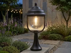 LED Sockelleuchte, Gartenlaterne im Landhausstil Schwarz, Höhe 54cm