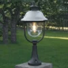 LED Sockelleuchte, Gartenlaterne im Landhausstil Schwarz Silber, Höhe 54cm
