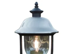 LED Sockelleuchte, Gartenlaterne im Landhausstil Schwarz Silber, Höhe 54cm