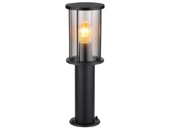 LED Sockelleuchte Gartenlaterne aus Edelstahl mit Rauchglas, Höhe 45cm