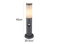 LED Sockelleuchte in Anthrazit & Opal mit Bewegungsmelder, Höhe 45cm