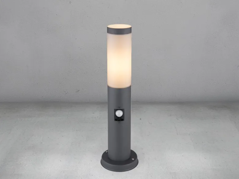 LED Sockelleuchte in Anthrazit & Opal mit Bewegungsmelder, Höhe 45cm