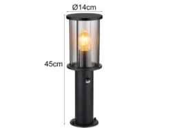 LED Sockelleuchte mit Bewegungsmelder aus Edelstahl mit Rauchglas, H: 45cm