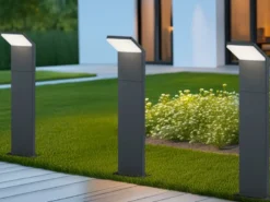LED Sockelleuchten 3er SET Aluminium Anthrazit, Höhe 50cm, IP54