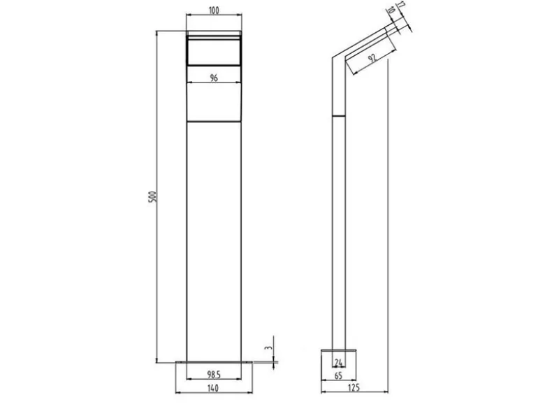 LED Sockelleuchten 3er SET Aluminium Anthrazit, Höhe 50cm, IP54