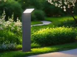 LED Sockelleuchten 3er SET Aluminium Anthrazit, Höhe 50cm, IP54