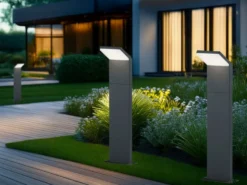 LED Sockelleuchten 3er SET Aluminium Anthrazit, Höhe 50cm, IP54